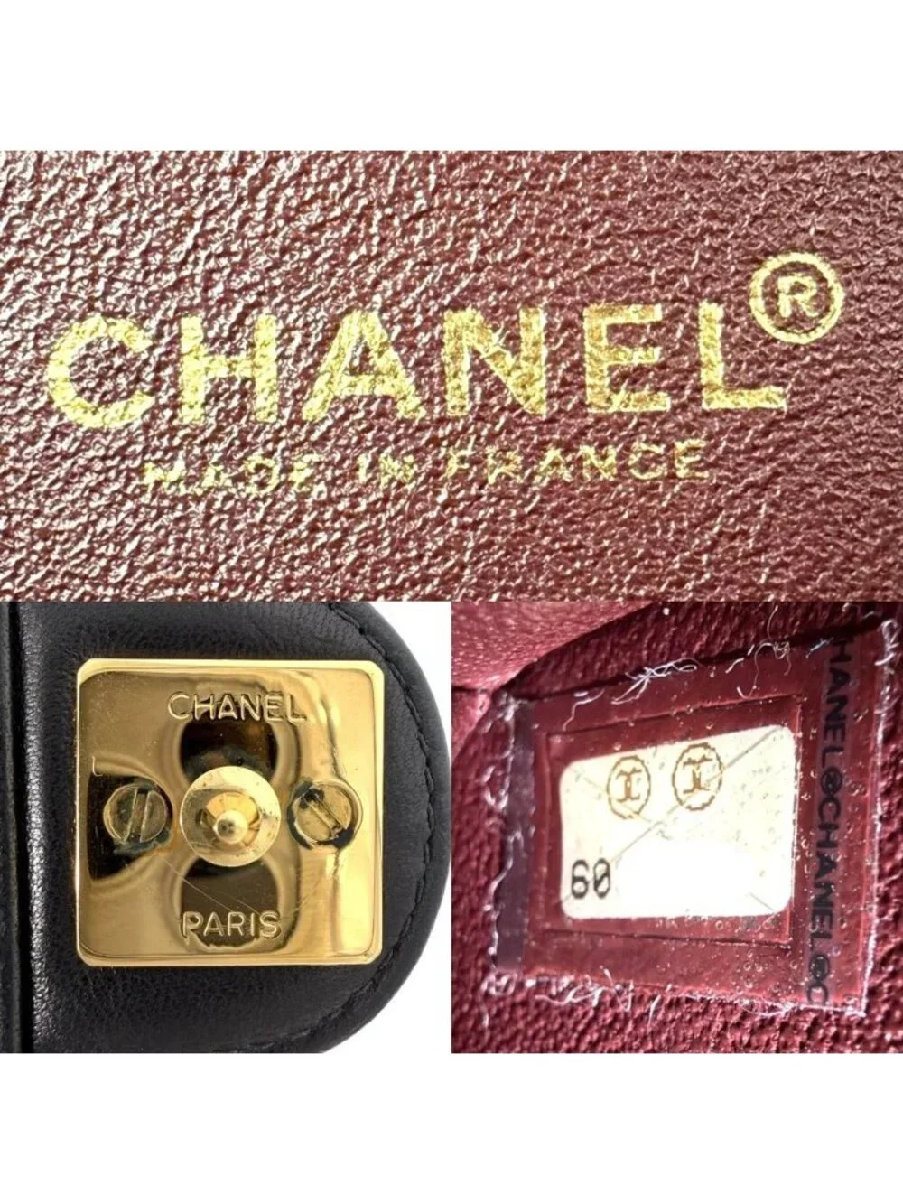 Chanel Shoulder Bag Quilted CC Logo Push Lock Crossbody Lambskin Black Gold